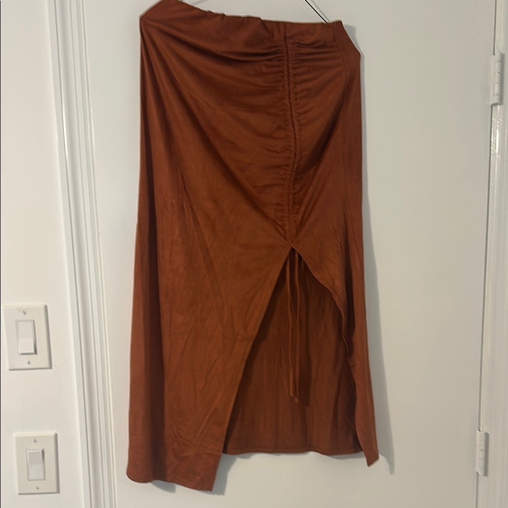 👏🏽sold👏🏽 Orange Asymmetrical Wrap Midi Skirt